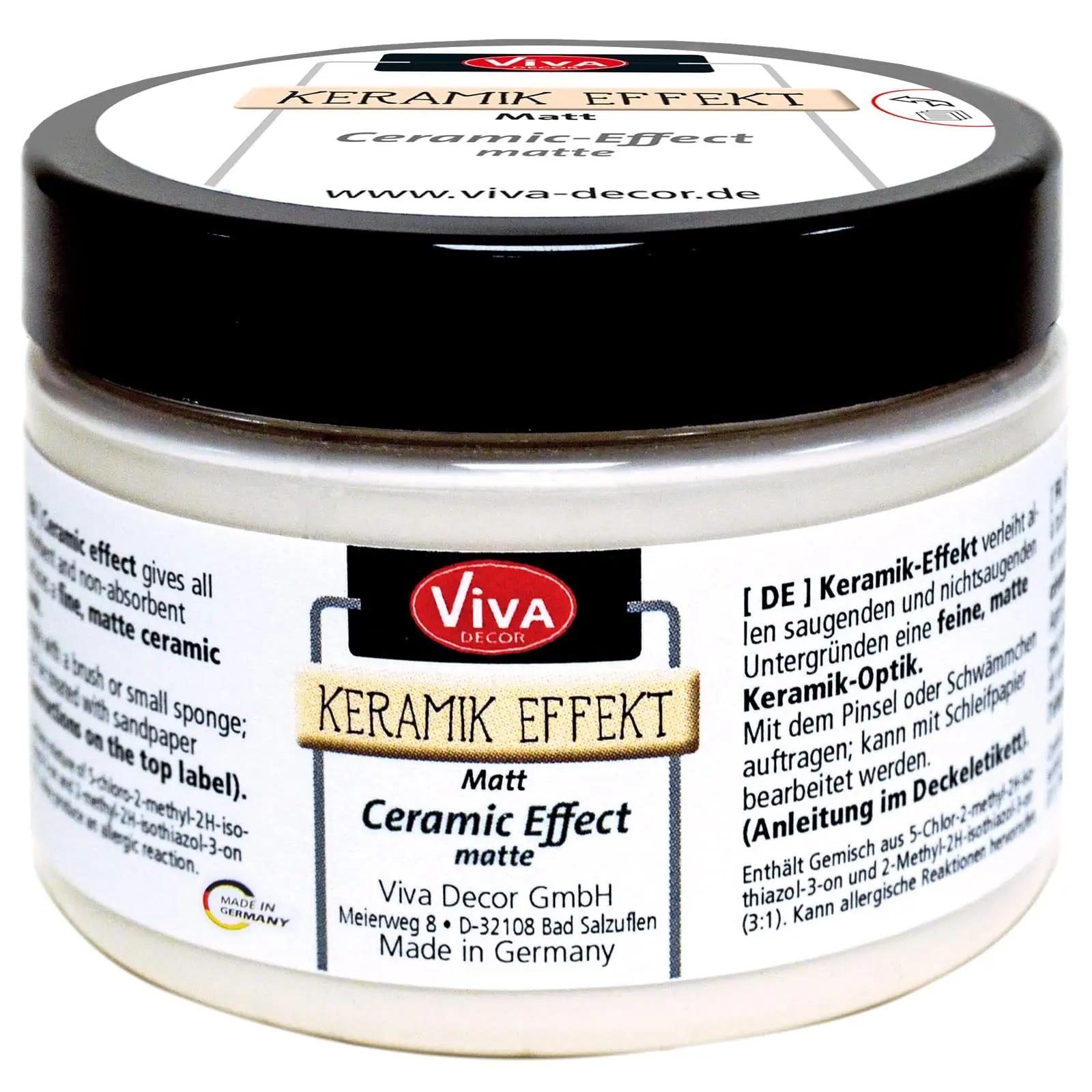 Viva Decor Matt Ceramic Effect Paint - 150 ml Water-Based, Highly Opaque, Weather-Resistant Paint for Decorative Pottery & Ceramic DIY Projects, No