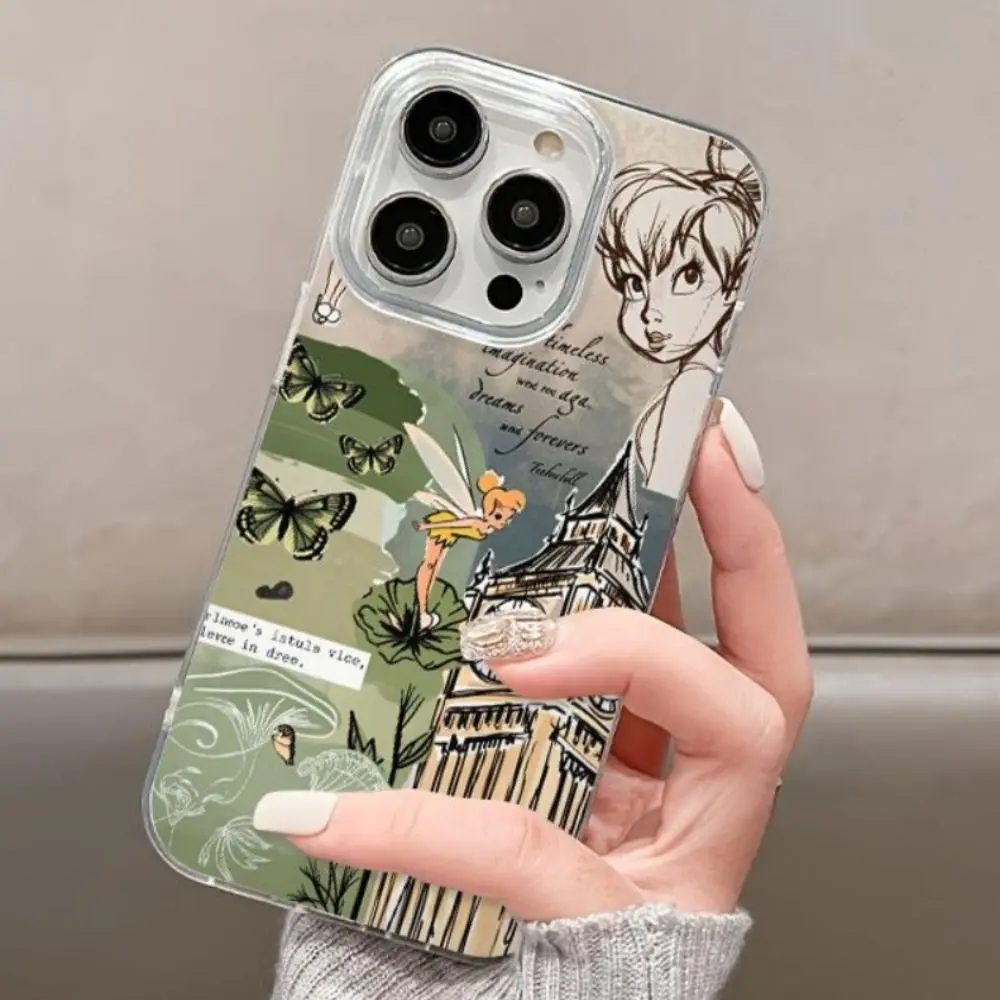 Cartoon Vintage Fairy Tale Princess with Butterflies And Castle Print for Iphone 17 16 15 14 13 12 11 Pro Max 12 13 Plus Elegant Artistic Design Soft Transparent Case