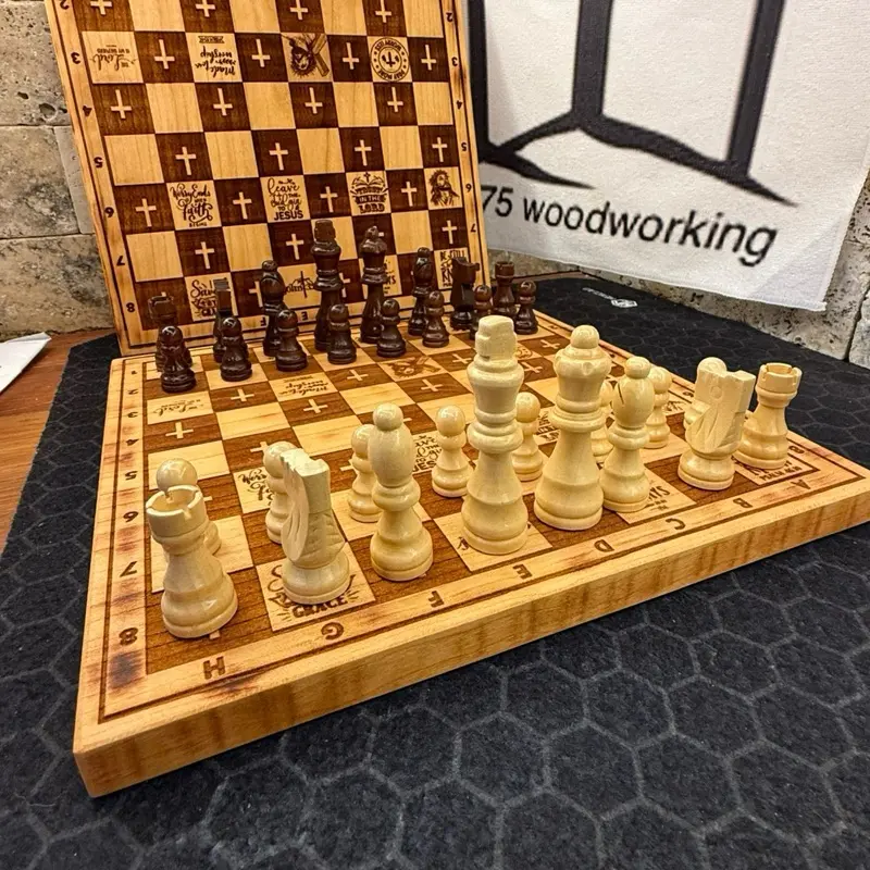 Christian Chessboard - Wooden Surface with Checkers Markers, Classic Design, Suitable for Playing Chess