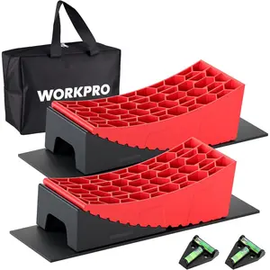 WORKPRO RV Leveling Blocks Kit 9-Piece,Camper & Trailer Leveling System, Heavy Duty RV Levelers with Anti-Slip Mats, Bubble Levels & Carry Bag