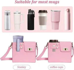 Outdoor Portable Women Crossbody Water Cup Storage Bag with Purse, Multifunctional Crossbody Shoulder Bag Water Bottle Holder