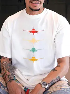 100% Cotton Aviation Airplane Flying Airline Funny Vintage Pilot T-Shirt, Casual Fitted Loose Streetwear, Summer Fashion Top