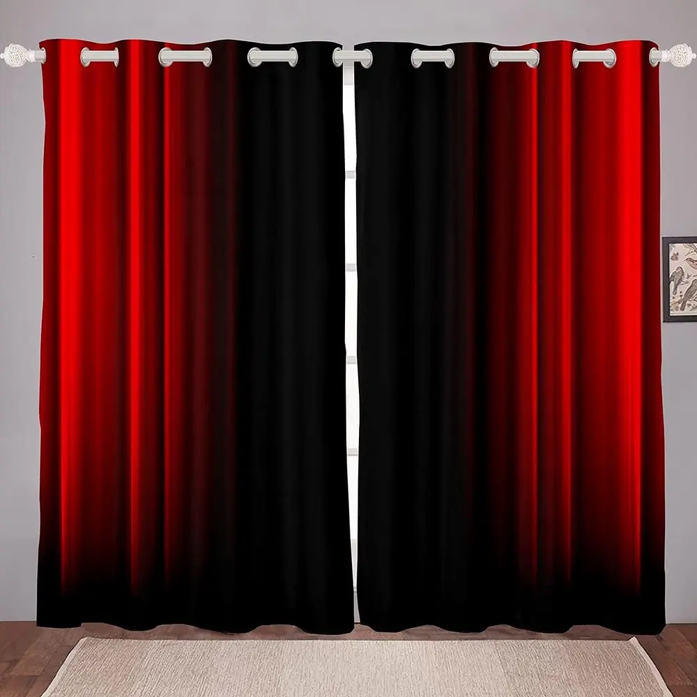 Abstract Ombre Curtains Boys Girls Teens Red and Black Window Curtains for Bedroom Living Room,2 Panels,Summervibes,Mother's Day Gifts