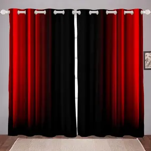 Abstract Ombre Curtains Boys Girls Teens Red and Black Window Curtains for Bedroom Living Room,42 X 84 Inches,2 Panels