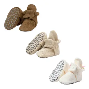 Cozie Fleece Gripper Baby Bootie 3 Pack - Heather Mocha/Khaki/Cream