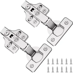 2 Pack 1 Pairs Frameless Soft Close Full Overlay Cabinet Hinges European Cabinet Door Hinges 35mm Cup Concealed Kitchen Cabinet Hinges