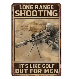 ESETASOT Long Range Shooting It'S Like Golf But For Men Metal Wall Posters Signs Tin Plaques Bar Kitchen Home Man Cave Bedroom Lounge Dining Room Coffee Bar Gift 8 × 12