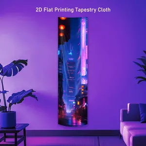 Cyberpunk Cityscape Vertical Blacklight Tapestry Neon Lights Long Luminous Wall Tapestries for Bedroom Pink Golden Glow in The Dark Decorative Wall Hanging Retro Futuristic UV Reactive Home Decor for Living Room Dorm Unique Gifts for Friends
