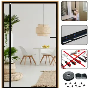 Reversible Left Right Side Opening Magnetic Closure Heavy Duty Screen Door Mesh, Self Closing Fiberglass Bug Net with Magnet for Sliding Doors & Doorway, Pet Friendly, 48 x 80 inch