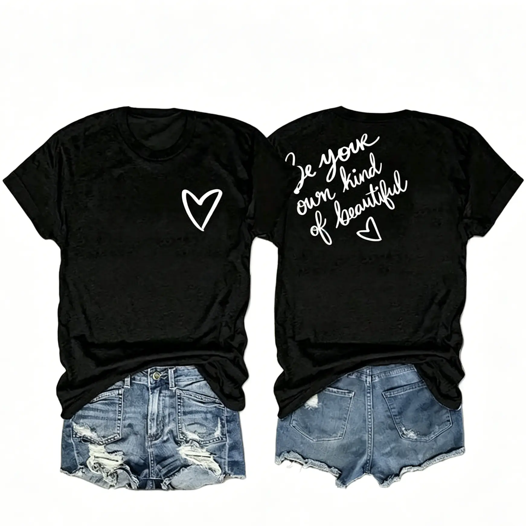 Soft Print T-Shirt - Be Your Own Kind of Beautiful Women's Casual Round Neck, Short Sleeve Top - Machine Washable, Perfect for Vacation