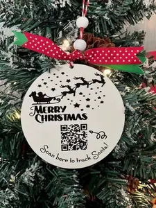 Santa Tracker Ornament, QR Code, Santa Tracker, Engraved Santa Tracker Ornament, Christmas Ornament, I Believe in Santa, Kids Santa Tracker