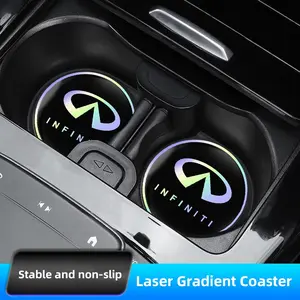2PCS Car Water Coaster Pad Laser Water Coaster Accessories For Infiniti QX55 QX50 QX60 QX80 Q50 Q70L Q60 Q30 Q70 QX70 QX30