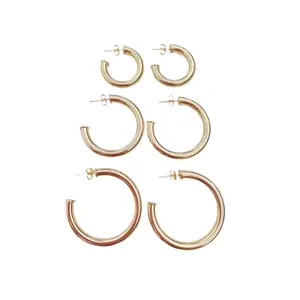 Classic Hoops - Set of Earrings with Three Circular Designs - Elegant Style for Everyday Wear