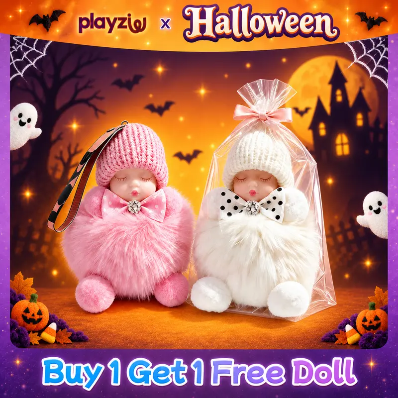 2 Pack Handmade Plush Pendants, Soft Doll Keychain, Plush Charms for Phone Bag, Sleep Doll Keychains - Best Gifts for Kids, Girlfriend, Charms Soft Holiday Gift - Halloween, Christmas Gift Idea