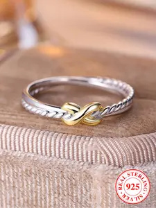 S925 Sterling Silver Fashion Cross Design Ring, Statement Ring, Fashion Jewelry for Party, Daily Decor, Trendy All-match & Exquisite Jewelry for Birthday Gift, Wedding Promise Rings, Dainty Stacking Rings