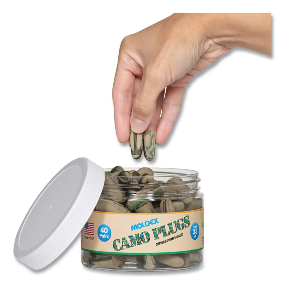 Professional Plugs Camo Earplugs with Canister - Pair of 40