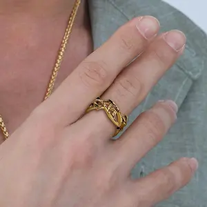 U7 Jesus Thorns Wire Ring Crown of Thorns Christian Ring Men's Jewelry Ring Stainless Steel