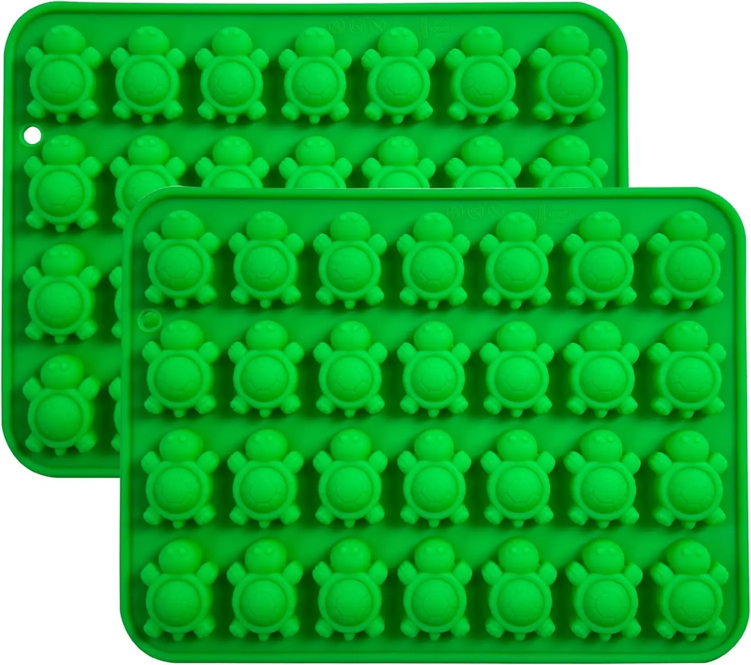 Silicone Turtle Candy Molds, 2-Pack Green Ice Cube Trays, 28-Cavity Chocolate Making Mold