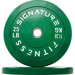 2" Olympic Bumper Plate Weight Plates with Steel Hub, Pair, Updated Signature Fitness