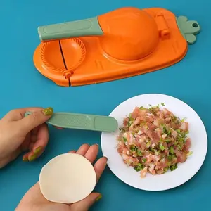 2 In 1 Dumpling Maker Press Kitchen Empanada Maker Press Mold Manual Pastry Dumpling Wrapper Machine for Chinese Food, Empanada, Ravioli, Pierogi, Hand Pie (Green)