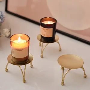 European Round Candle Holder Tray, Home Iron Art Decorative Ornament, Modern Simple Small Candlestick, Home Decoration Accessories