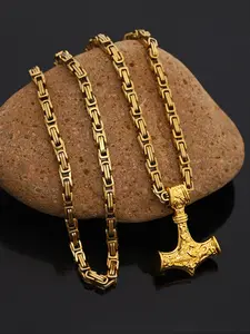 Vintage Hammer Pendant Necklace, Stainless Steel Chain, Fashion Trendy Personalized Men's Punk Women's Jewelry, Party Accessory Gift