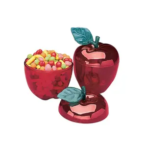 4 3/4" Red Apple BPA-Free Plastic Favor Containers - 12 Pc.