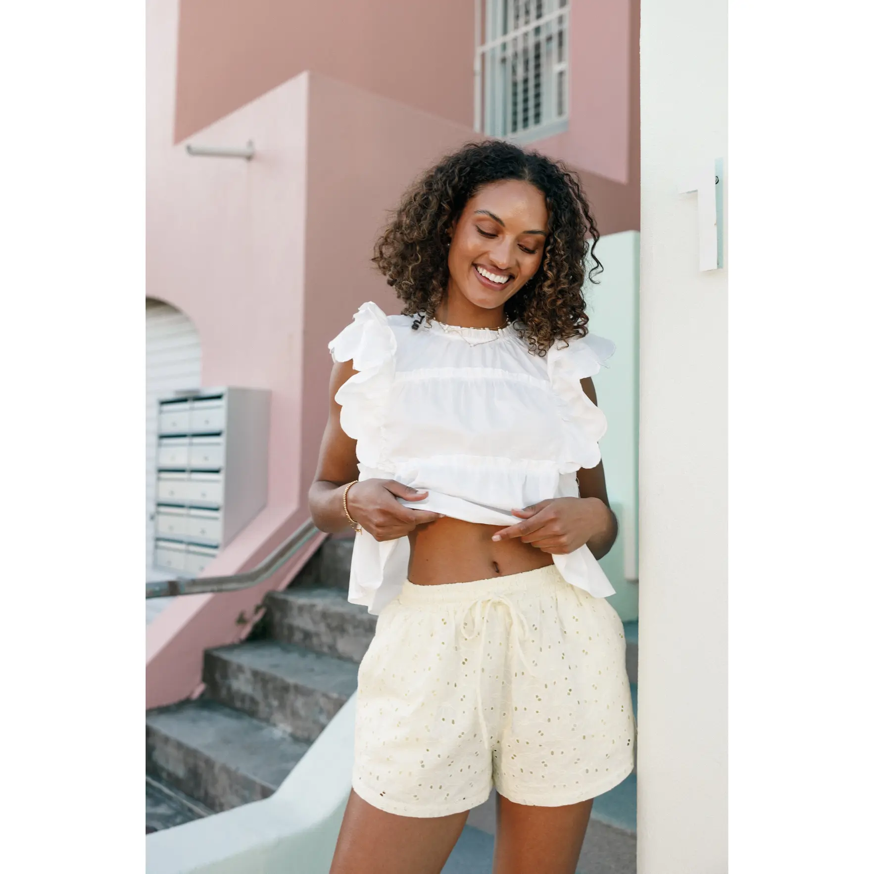 Elaine Ruffle Top - Off White