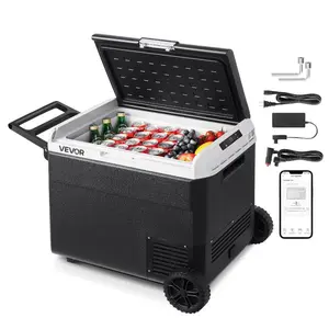 VEVOR 12 Volt Car Refrigerator, 63.4QT/60L Car Fridge, Portable Electric Cooler with Wheels and Handle, -468, 12/24V DCd 100- 240V AC Compressor Freezer for Outdoor, Camping, Travel, RV
