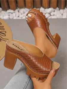 Women's Thick Sole Flatform Sandals Summer New Style Fish Mouth High Heel Slippers Waterproof Platform Slip-On Shoes