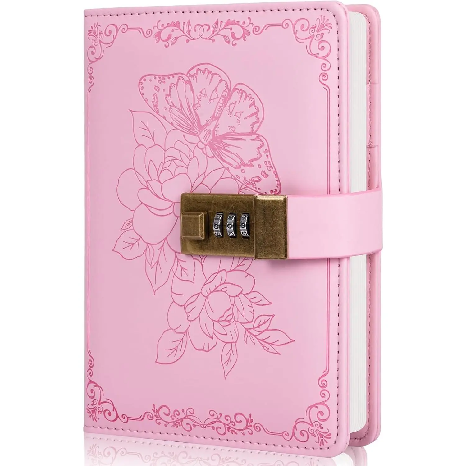 Diary with Lock,  Lock Journal for Women and Girls, Hardcover Leather Journal for , Refillable Lined Journal Notebook,5.2"x 7.3", ()