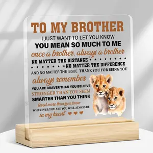 Brother Appreciation Acrylic Desk Plaque, Inspirational Family Gift for Brothers, Home Office Decor, Motivational Quote Plaque for Brother, Signs