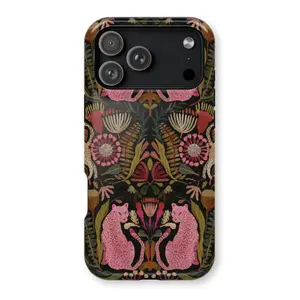 BOTANICAL CATS Phone Case _ Pink Leopard Jungle Pattern _ For iPhone 17 16 15 14 13 12 11