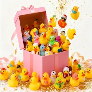 [134 pieces] DIY Christmas Rubber Duck Set - Holiday Party Gift, Christmas Gift for Girls and Boys, Colorful Box Wrapping, Holiday Party Decoration, Gift Basket