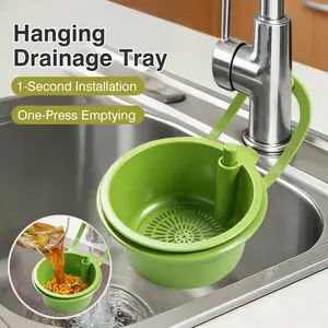 1 Count hanging water filter basket, green or yellow, practical kitchen waste management tool Kitchenware Basin
