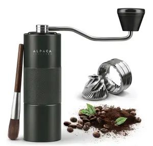 Manual Coffee Grinder Stainless Steel Conical Burr Coffee Grinder Manual with Adjustable Setting Double Bearing Hand Espresso Grinder Perfect for Home Office and Camping