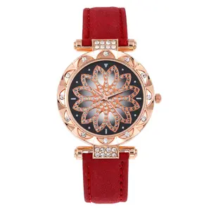 Women's Diamond Frosted Leather Strap Casual Analog Quartz Watch - Low-Profile, Crystal-Studded, Jeweled, Fashion Quartz Watch for Ladies, Low-Profile Quartz Watches, Analog Quartz Watches