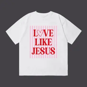 Cotton Oversized Style Women's T-Shirt Love Like Jesus Print Summer Casual Wear Gift For Christian Friends And Family