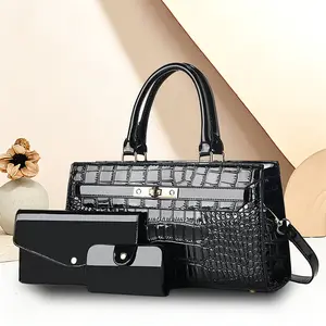 Elegant Crocodile Pattern Women’s Handbag Fashionable Three-Piece Set Mother and Daughter Bags Simple Versatile Shoulder Bag Large Capacity Crossbody Bag Perfect Gift for Girlfriends