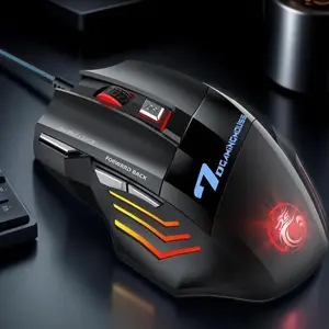 Ergonomic Design Gaming Mouse, 5500DPI Adjustable RGB Light Effect 7 Key Macro Programming Mouse, Portable Wired Mouse for PC Laptop