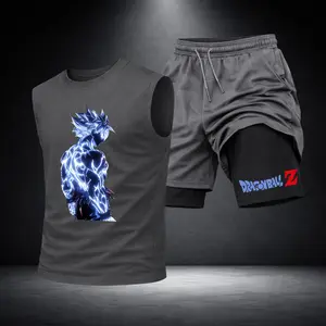 Men’s Black Workout Set Sleeveless Tank Top & Sports Shorts 2-Piece Gym Outfit