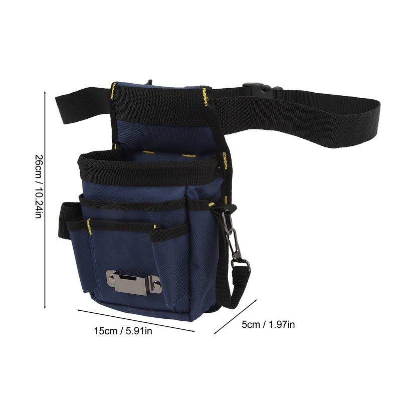 Waist Tool Bag, Construction Tool Belt with Adjustable Strap, Woodworking and Electrician Work Tools Pouch, Small Tool Organizer, Portable Canvas Tool Bag