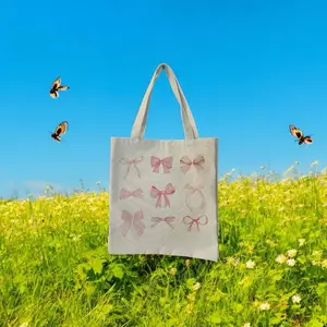 Pink Bow Canvas Tote