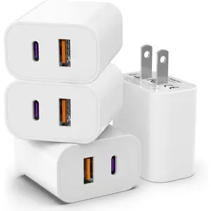 For iPhone 17 16 15 14 13 USB C Charger Block, 20W Dual Port QC + PD 3.0 Power Adapter Wall Charger, Double Fast Plug Charging Brick for iPhone 17/16/16 Pro/15/14/13/X