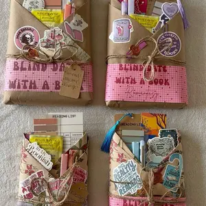 Blind Date With A Book - Book Lover Gift Box Romance Reader Gift Bookish Reading Kit with Highlighter Bookmarks Tea Packet & Stickers for Reader