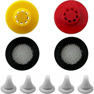 Voolan Shower Flow Restrictor Set - Fixed Showerhead Replace Parts -1.8 and 2.5GPM Flow Reducer Limiter + 2 Filter Gaskets + 5 Soft Silicone Nozzles For Shower Head Replacement