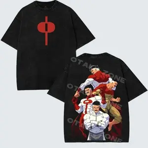Limited Retro Omni Man Invincible Washed T Shirt Oversized Vintage Unisex Superhero Comic Graphic Tee Double Printed Heavyweight Cotton Streetwear Shirt for Invincible Fans Comic Book Lovers and Collectors 9A7