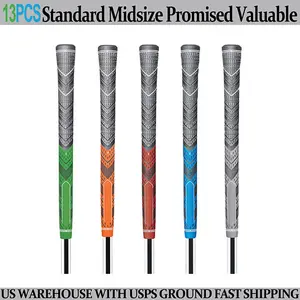 Golf Club Grip Anti-Slip 60R Natural Rubber Set of 13 Golf Grips All weather anti-slip natural rubber grip Standard 60R Round Core Universal Fit