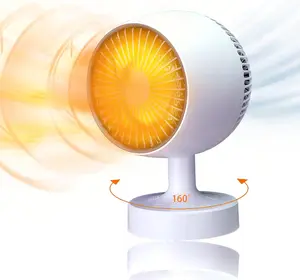 Mini Heater,Small Space Heater, 1200W Desk Heater for Office,160° Lateral Auto Oscillating,3 Gears Adjustable,PTC Ceramic Heating,Tip-over & Overheat Protection,Fast Heating and Super Quiet White