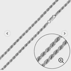 22in 2.8mm Solid Diamond Cut Rope Chain